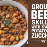 Savory Ground Beef Skillet with Sweet Potatoes & Zucchini