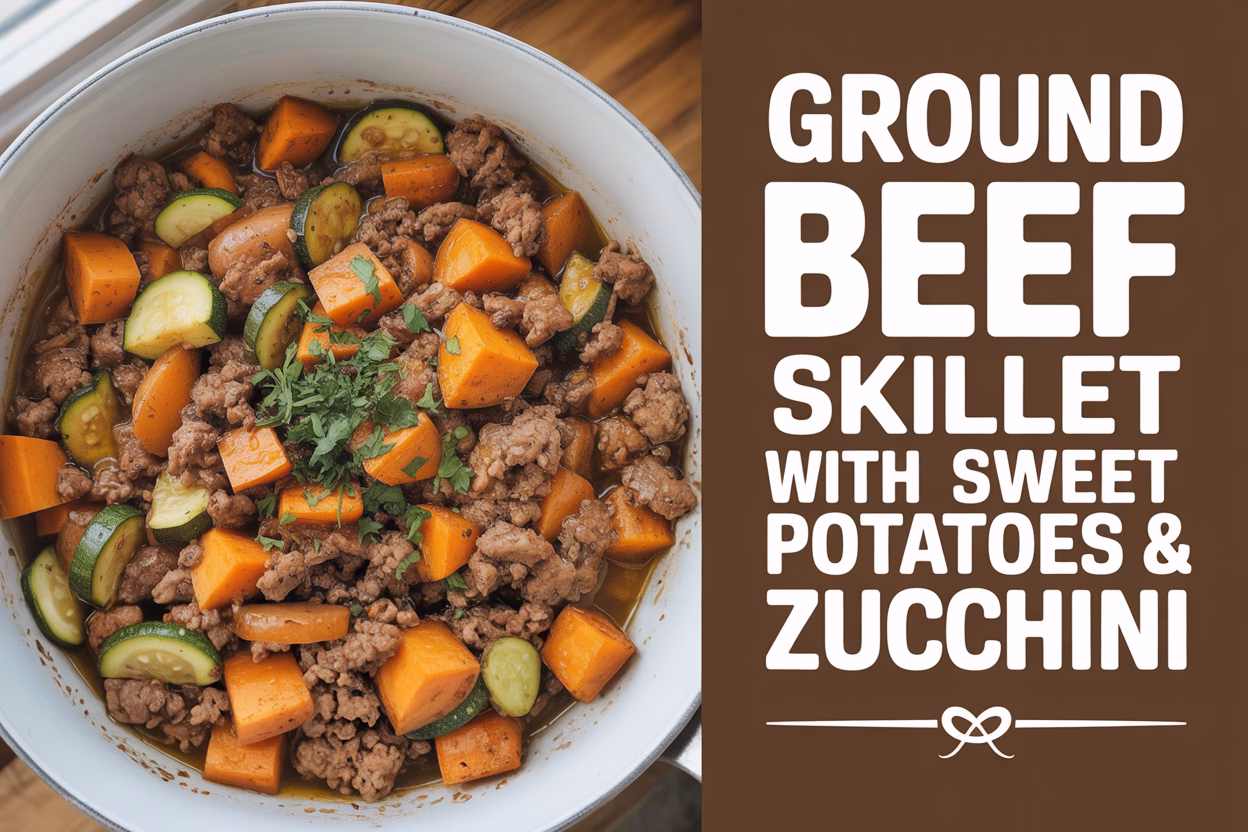 Savory Ground Beef Skillet with Sweet Potatoes & Zucchini