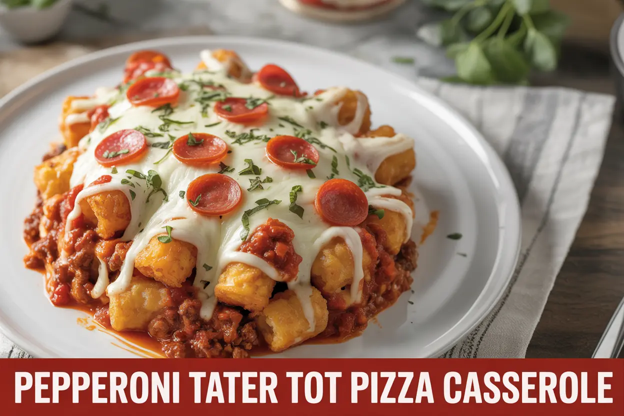 Pepperoni Tater Tot Pizza Casserole