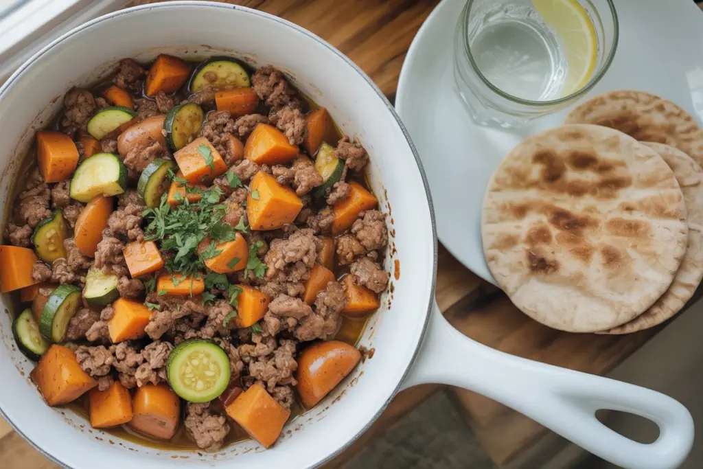 Savory Ground Beef Skillet with Sweet Potatoes & Zucchini 4 beef skillet