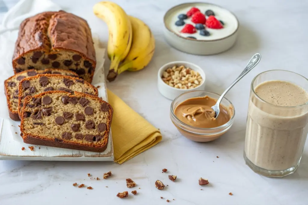 Rich Peanut Butter Banana Bread with Chocolate Chips 4 peanut butter banana bread with chocolate chips