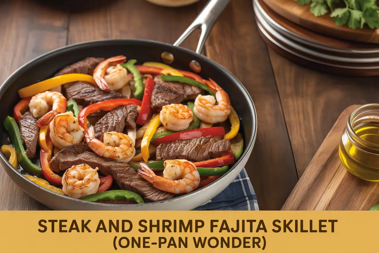 Sizzling Steak and Shrimp Fajita Skillet