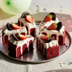 Red Velvet Poke Cake party servings