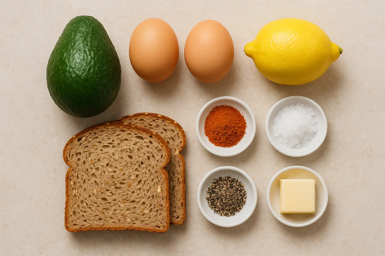 avocado-toast-ingredients.jpg Ingredients for making avocado toast with egg