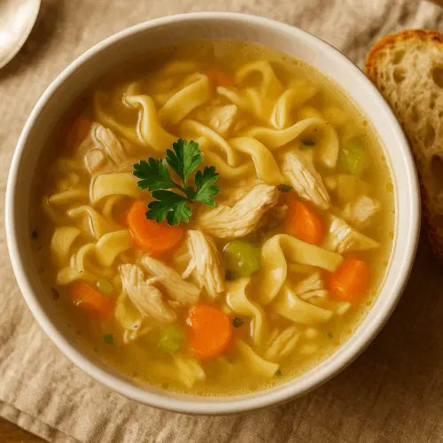 chicken noodle soup recipe card layout