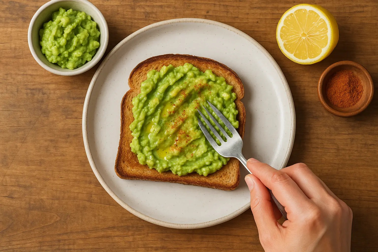spreading-avocado-toast.jpg Spreading mashed avocado on toast