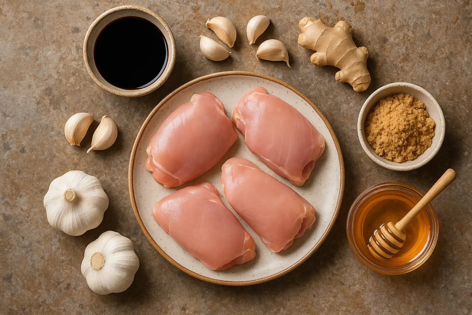 teriyaki-chicken-ingredients teriyaki chicken ingredients flat lay