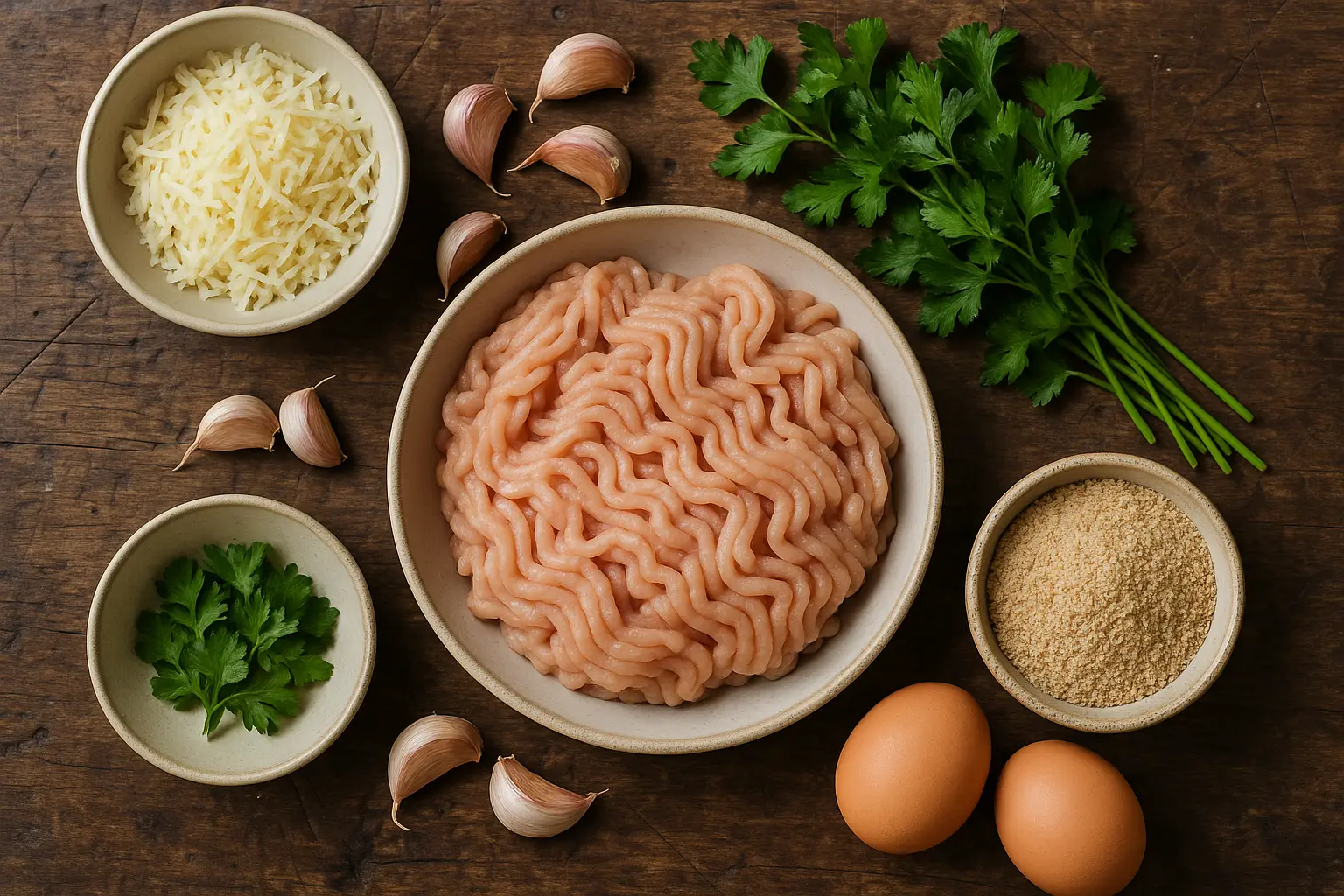 Ingredients for Garlic Parmesan Chicken Meatloaf