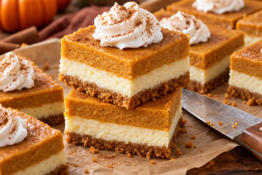 Sliced and Chilling a Pumpkin cheesecake