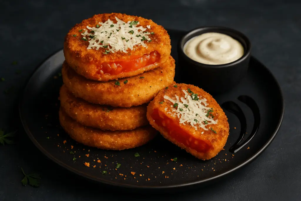 Plated air fryer fried red tomatoes