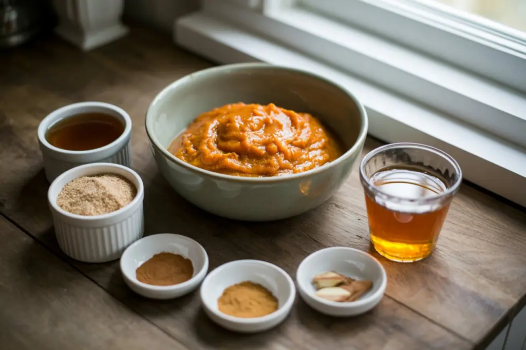 Ingredients for making pumpkin butter at home