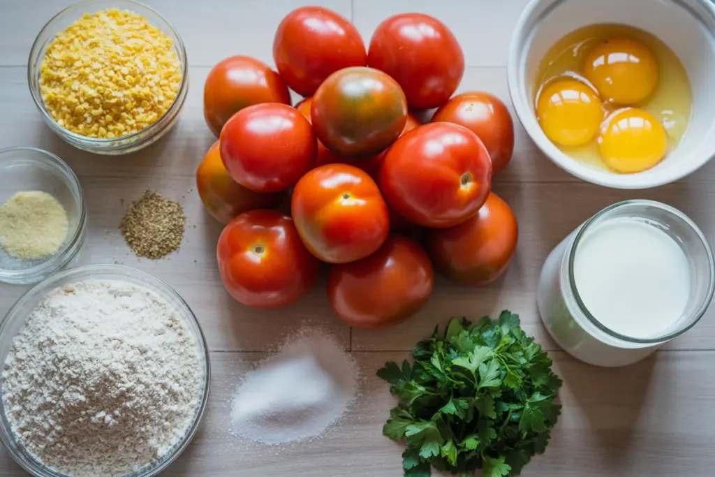 Ingredients for air fryer fried tomatoes