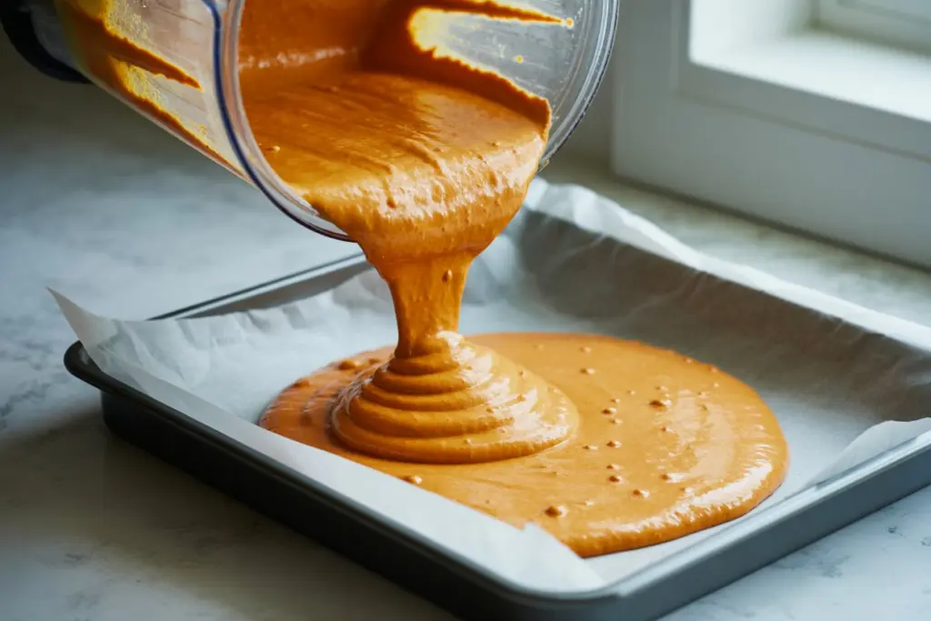 Easy Pumpkin Roll Recipe 15 pumpkin cake batter spread in jelly roll pan