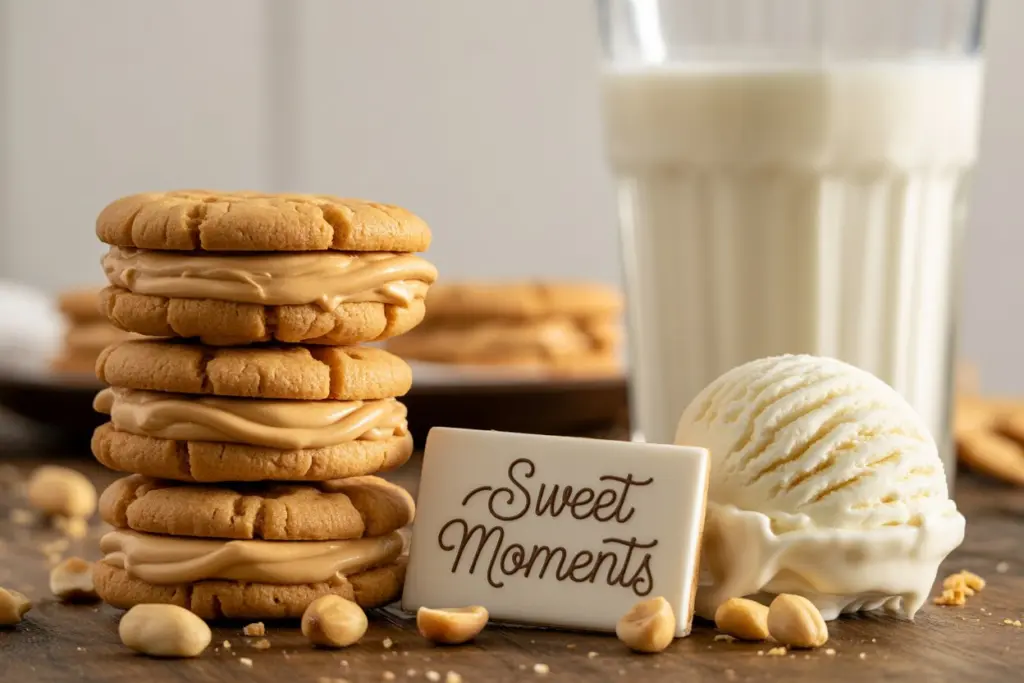 Peanut butter sandwich cookies with creamy filling