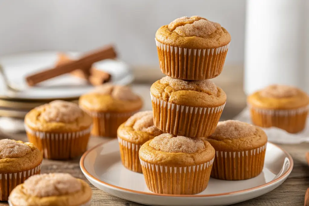 Pumpkin muffins with cinnamon sugar topping