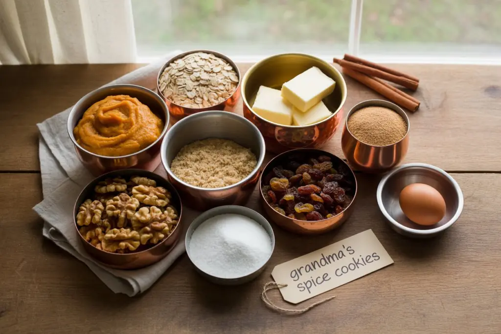 Ingredients For pumpkin pie oatmeal cookies
