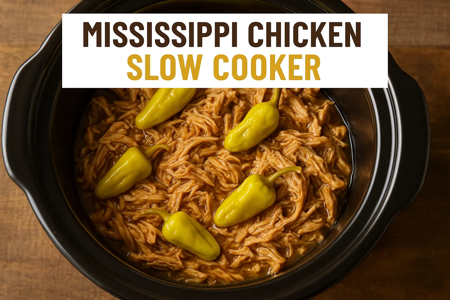 Mississippi chicken slow cooker with pepperoncini