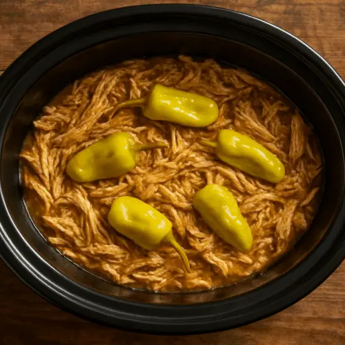 recipe card for Mississippi chicken slow cooker