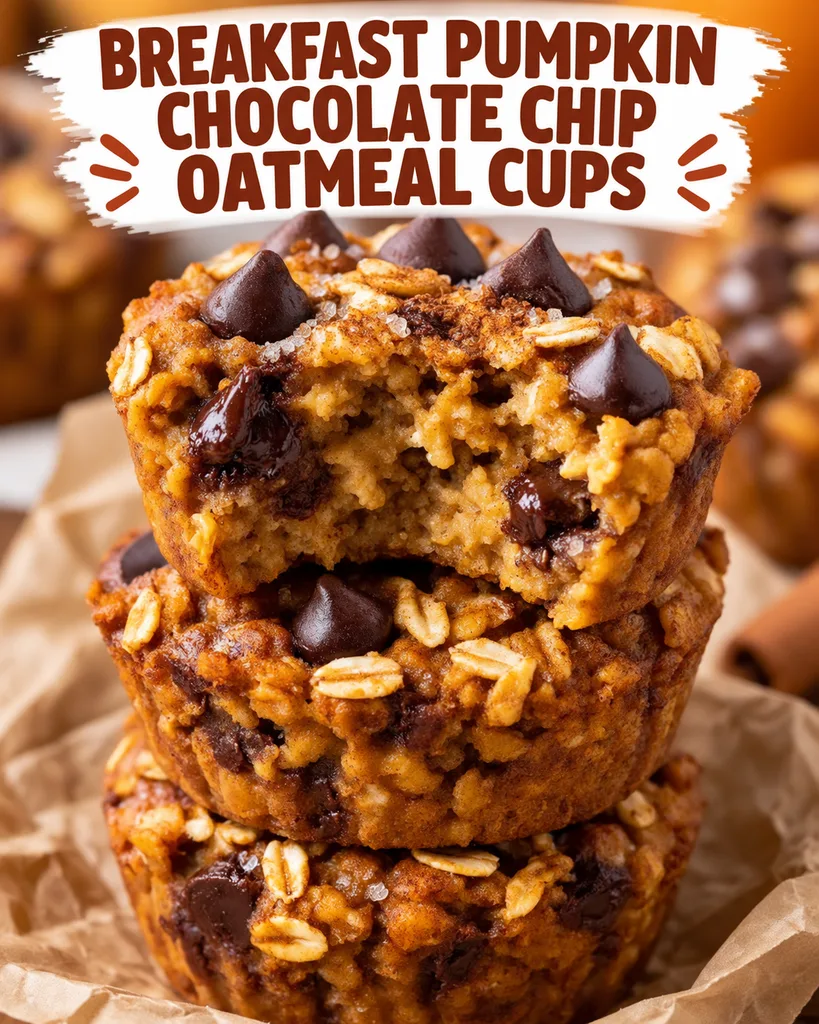 Breakfast Baked Pumpkin Chocolate Chip Oatmeal Cups 6 Baked Pumpkin Chocolate Chip Oatmeal Cups