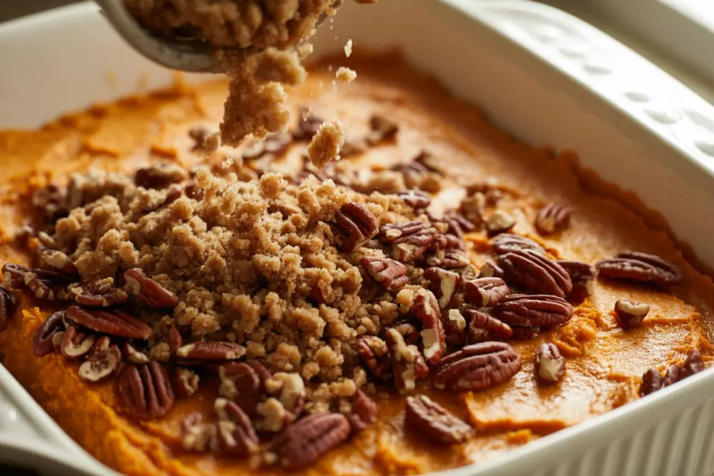 topping sweet potato casserole with pecans