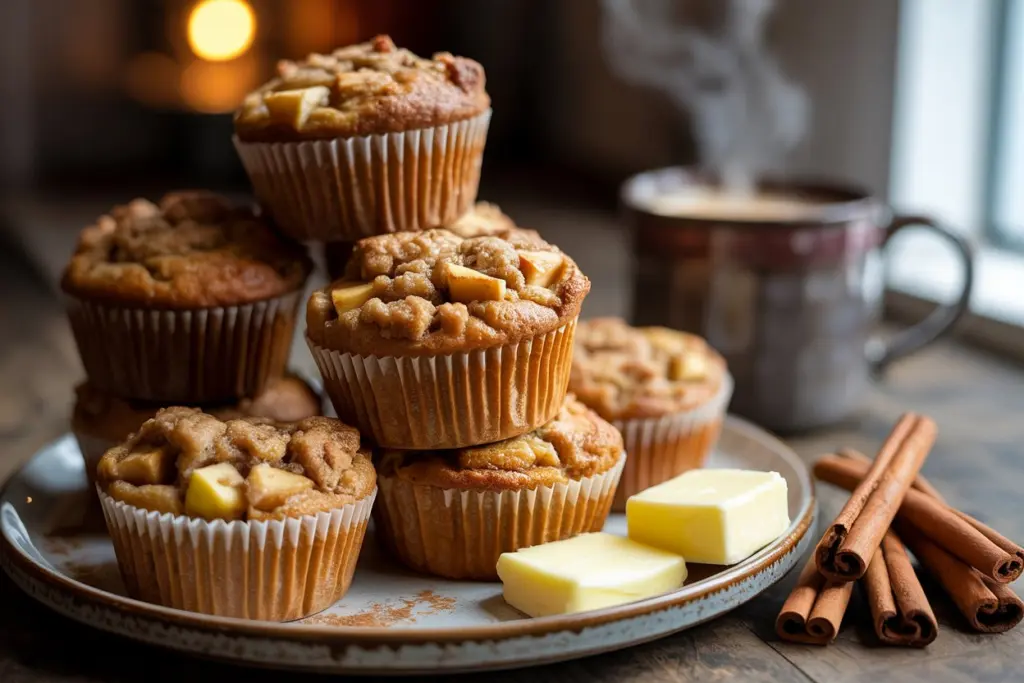 Moist Apple Cinnamon Muffins with Crumb Topping Recipe 11 Apple cinnamon muffins served with coffee
