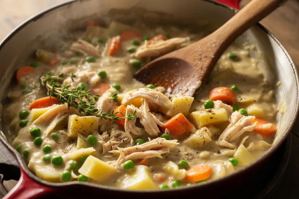 Turkey Pot Pie: The Best Leftover Turkey Recipe for Cozy Nights 5 Turkey pot pie creamy filling