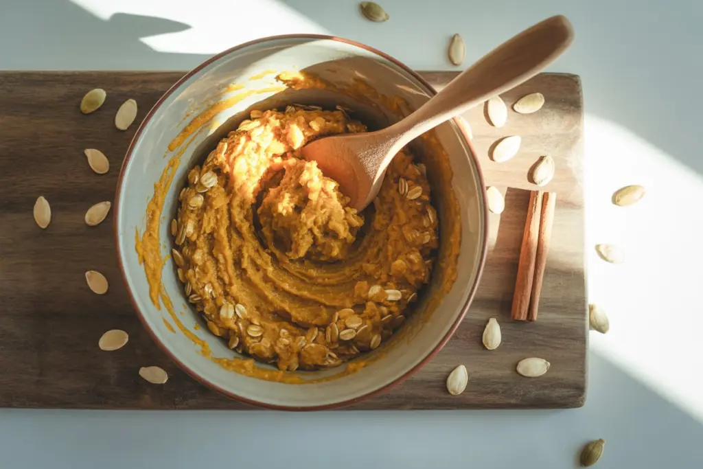 Easy Pumpkin No Bake Cookies Recipe 6 Combining oats with pumpkin mixture