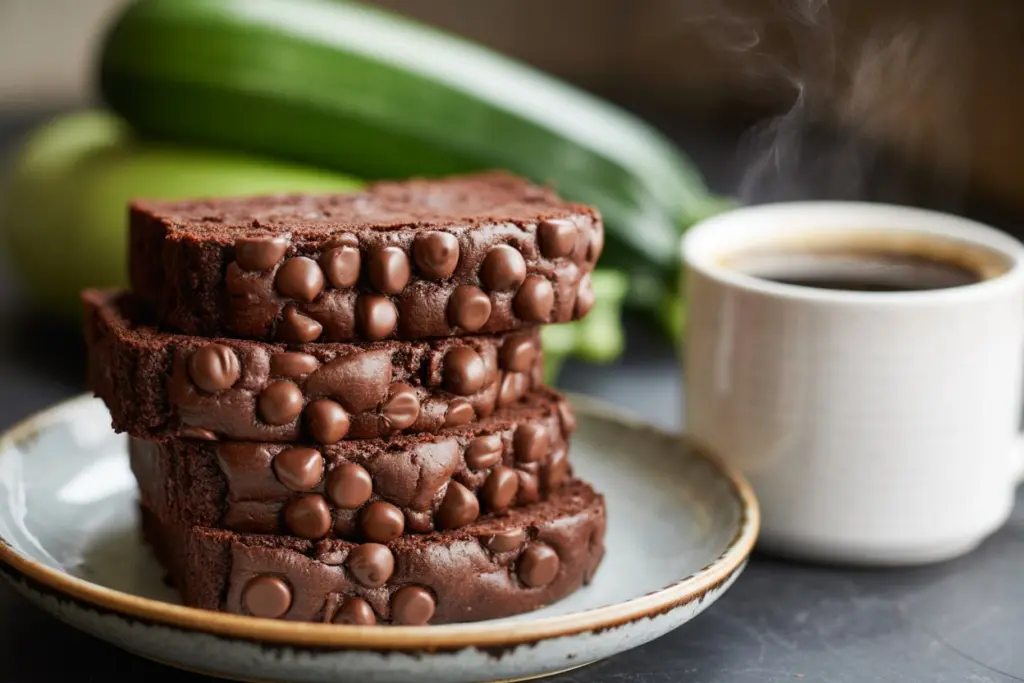 double chocolate zucchini bread slices
