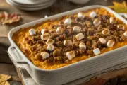 Sweet Potato Casserole Thanksgiving Favorite (with Crunchy Pecan Topping)