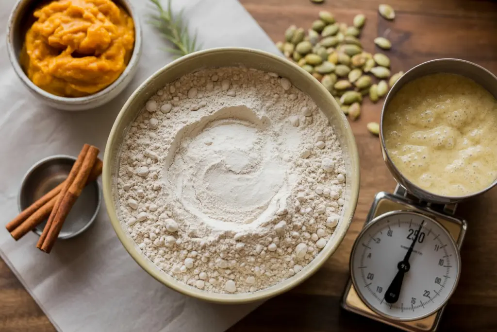 Pumpkin Sourdough Bread Recipe 4 pumpkin sourdough bread ingredients flat lay