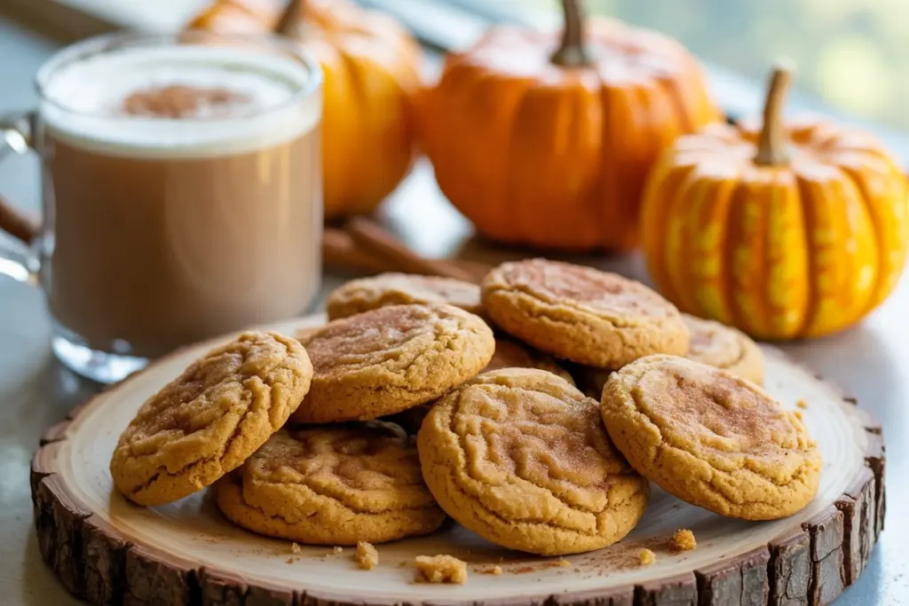 Pumpkin snickerdoodle cookies with Pumpkin Spice Latte 