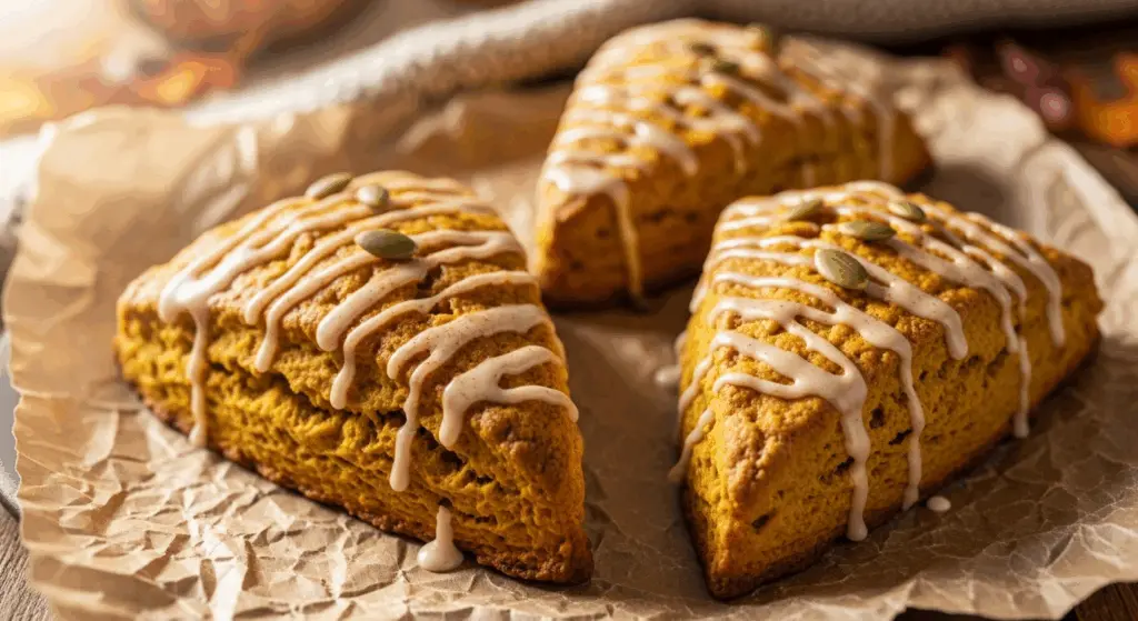 Pumpkin Scones with Cinnamon Maple Glaze 6 Pumpkin Pecan Scones with Maple Glaze