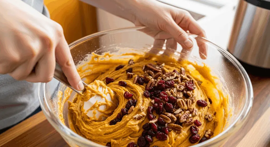 Cranberry Pecan Pumpkin Bread Recipe 6 cranberry pecan pumpkin bread being mixed