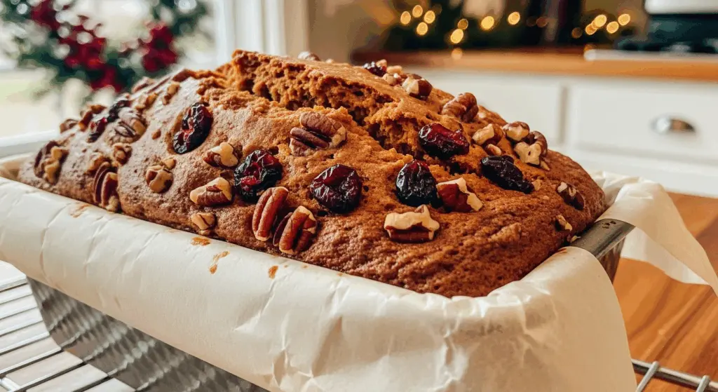 Cranberry Pecan Pumpkin Bread Recipe 8 A freshly baked cranberry pecan pumpkin bread