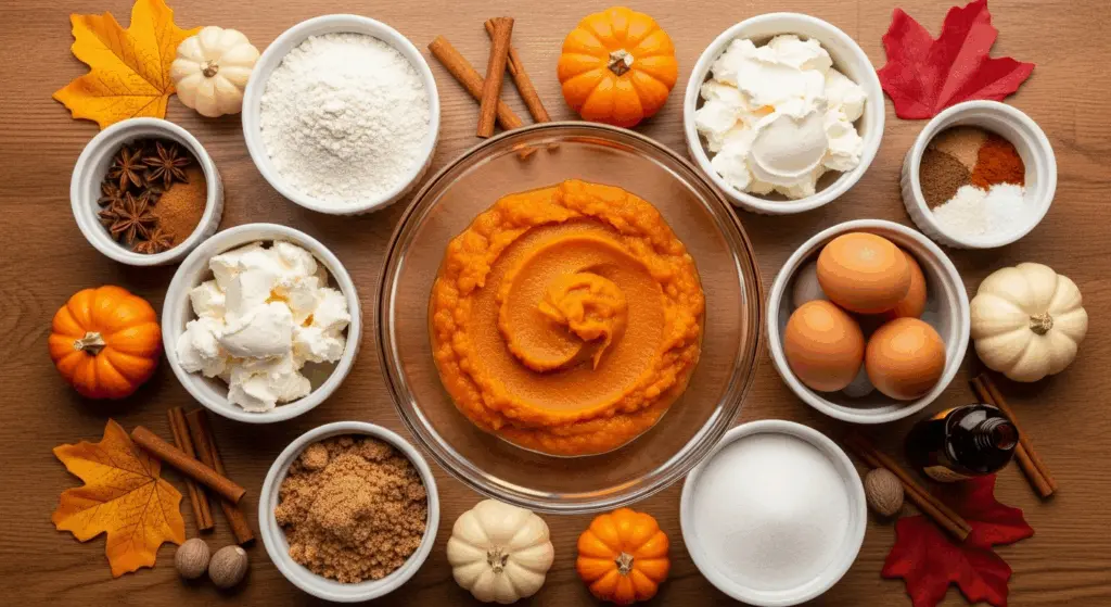 Swirled Cheesecake Pumpkin Bars Recipe 4 Ingredients for making swirled cheesecake pumpkin bars