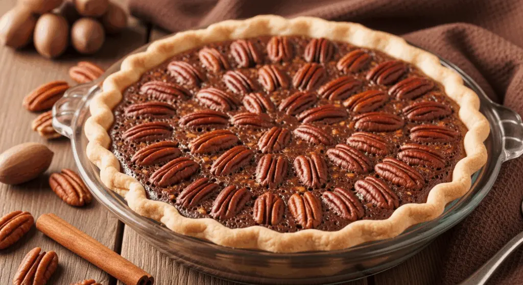  freshly baked chocolate pecan pie