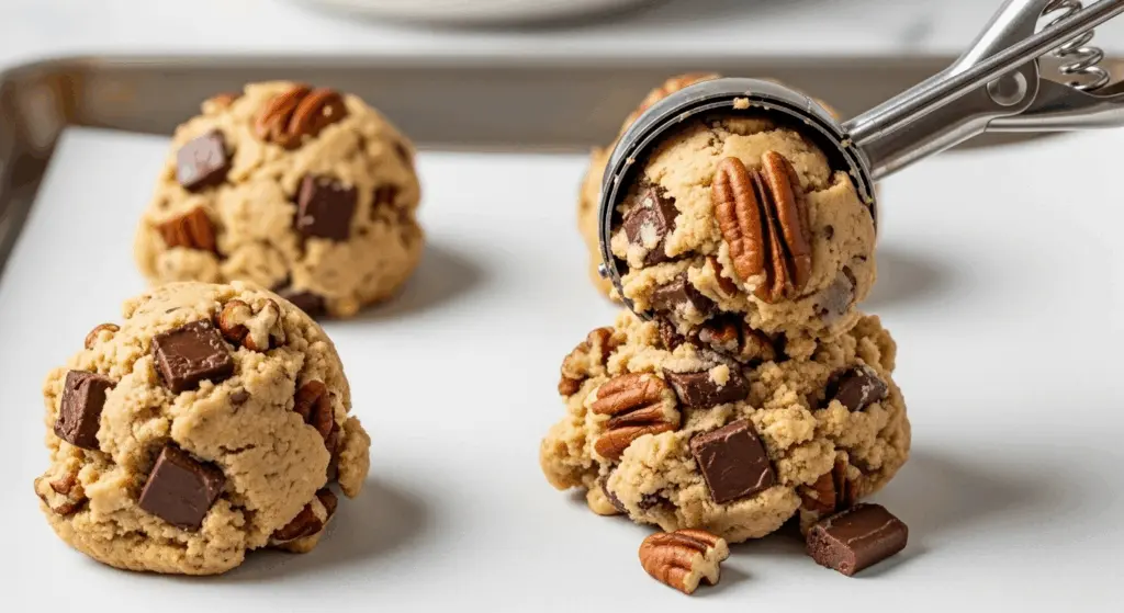 Pecan Chocolate Chips Cookies 6 Cookie dough with pecans and chocolate