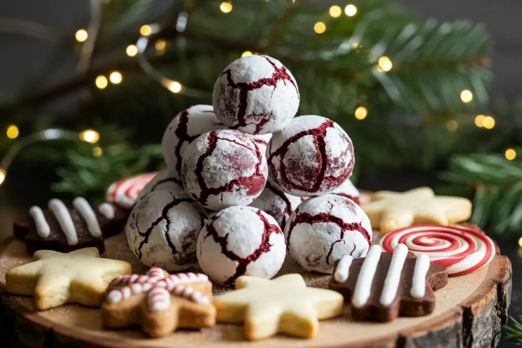 Red Velvet Snowball Cookies - Christmas Cookies Recipe 10 Christmas platter with red velvet snowball cookies