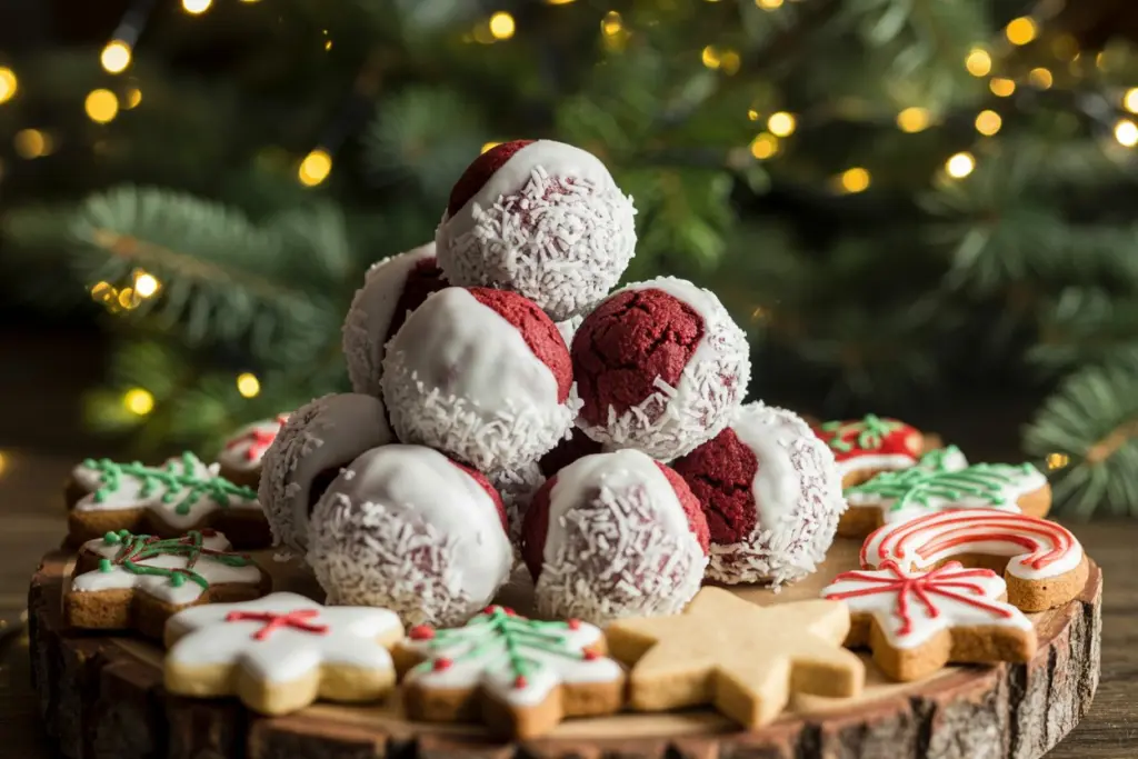 Red Velvet Snowball Cookies - Christmas Cookies Recipe 9 Christmas Cookies Tray