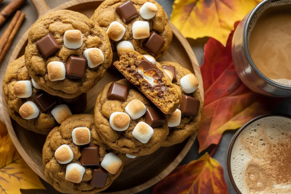 Pumpkin S'mores Cookies Recipe 9 Served pumpkin s'mores cookies with hot cider