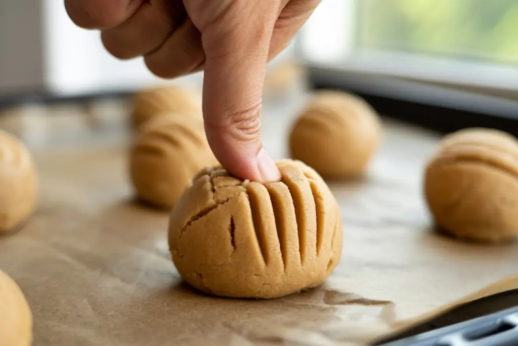 Peanut Butter and Jelly Cookies 7 shaping peanut butter and jelly cookie dough