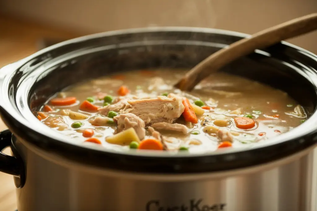 Healthy Leftover Turkey Pot Pie Soup (Crockpot Comfort Done Right) 5 Crockpot Healthy Turkey Pot Pie Soup