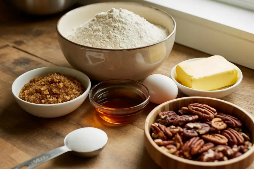 Maple cookie ingredients arranged on a countertop