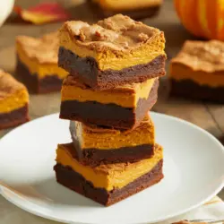 Sliced chocolate pumpkin cheesecake bars