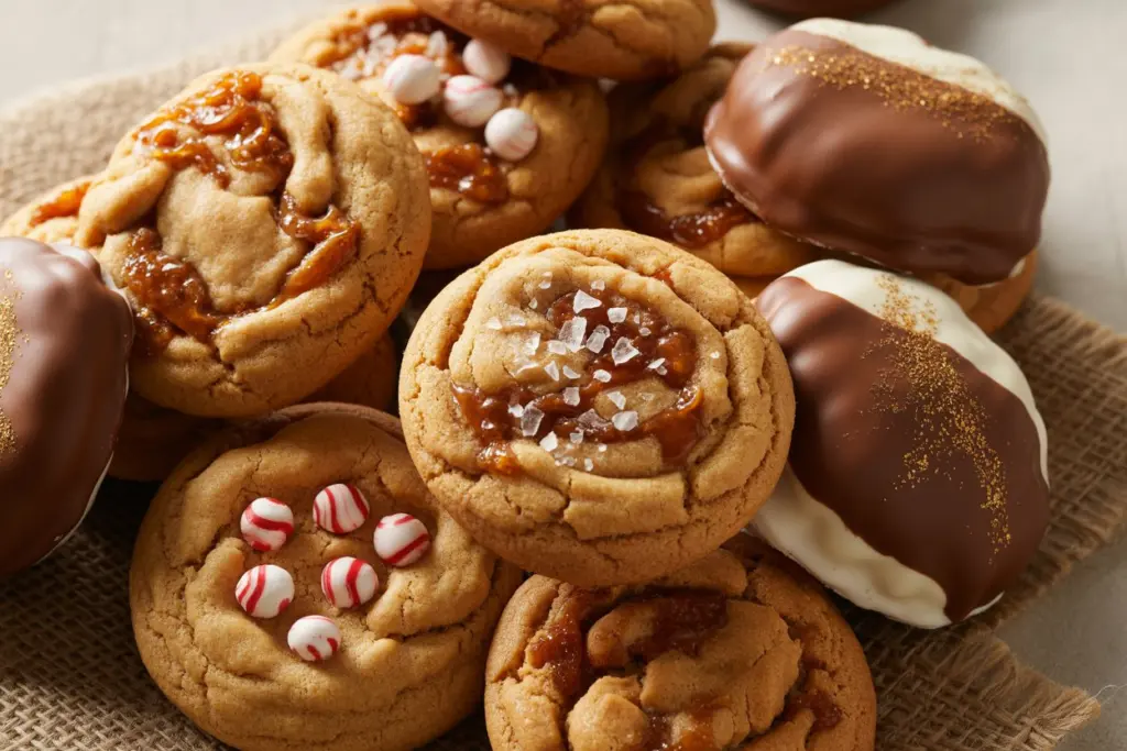 Plated Caramel Stuffed Cookies for Christmas