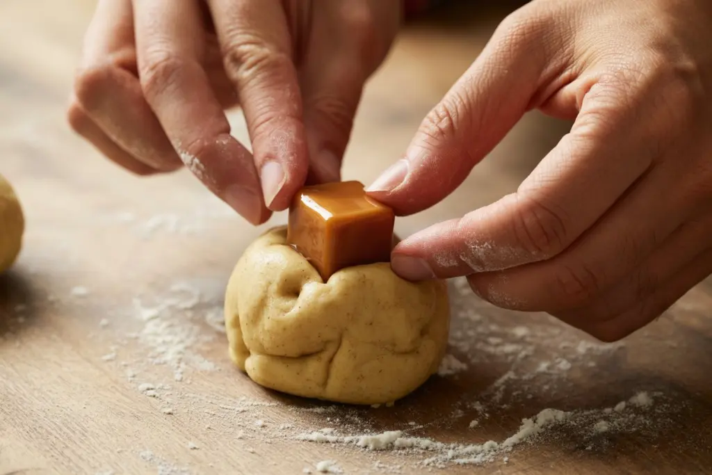 Sealing Caramel into Cookie Dough