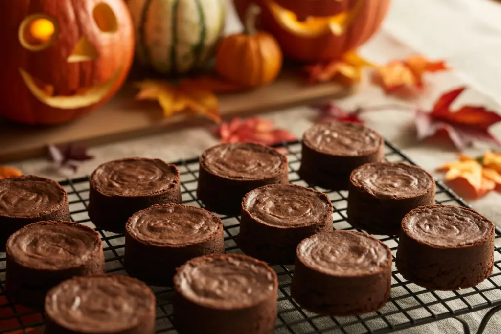 Delicious Halloween Brownie Bites (Black Widow Style) 6 Brownie bites shaped and cooling