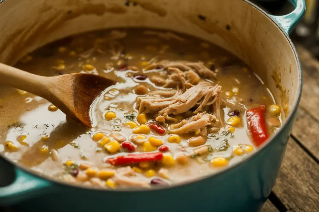 White Bean Turkey Chili – A Gluten-Free Leftover Turkey Recipe You’ll Love 6 White bean turkey chili simmering in a pot