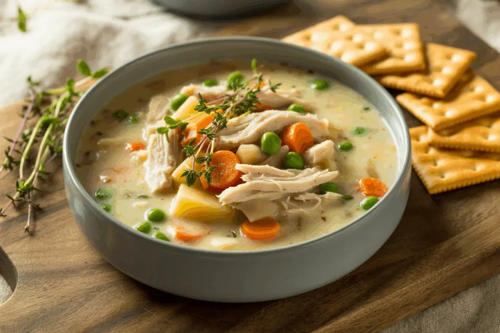 Healthy Leftover Turkey Pot Pie Soup (Crockpot Comfort Done Right)