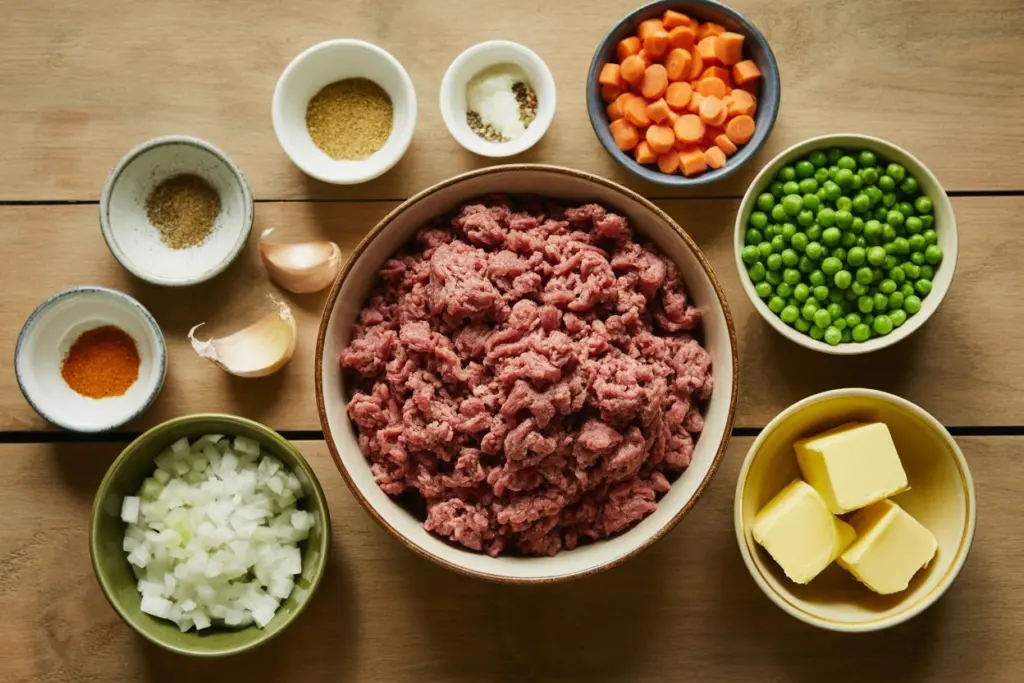 Easy Ground Beef Pot Pie Recipe 4 Ingredients for biscuit-topped beef pot pie